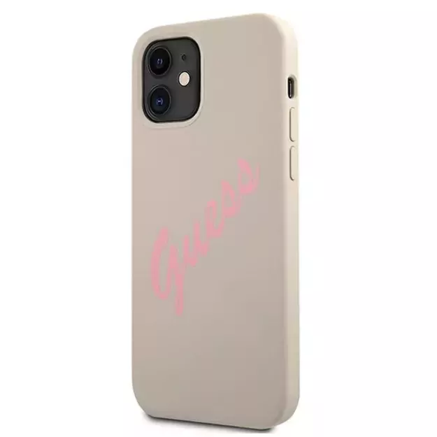 Guess GUHCP12SLSVSGP iPhone 12 mini 5.4&quot  gray pink/grey pink hardcase Silicone Vintage 8