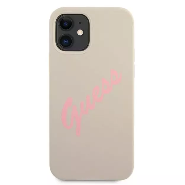 Guess GUHCP12SLSVSGP iPhone 12 mini 5.4&quot  gray pink/grey pink hardcase Silicone Vintage 9