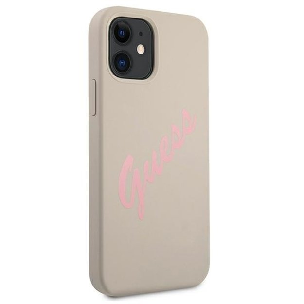 Guess GUHCP12SLSVSGP iPhone 12 mini 5.4&quot  gray pink/grey pink hardcase Silicone Vintage 3