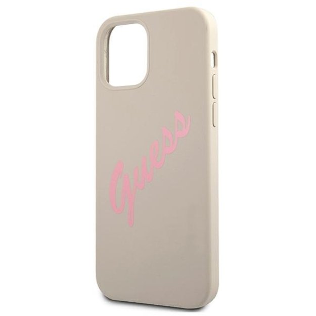 Guess GUHCP12SLSVSGP iPhone 12 mini 5.4&quot  gray pink/grey pink hardcase Silicone Vintage 5