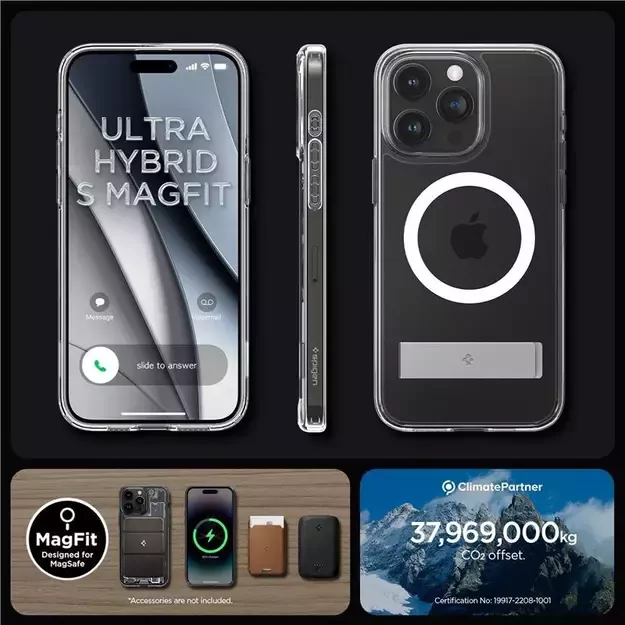 Spigen Ultra Hybrid S MagSafe Case with Stand for iPhone 15 Pro - Transparent 31