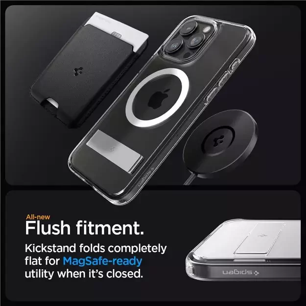 Spigen Ultra Hybrid S MagSafe Case with Stand for iPhone 15 Pro - Transparent 28