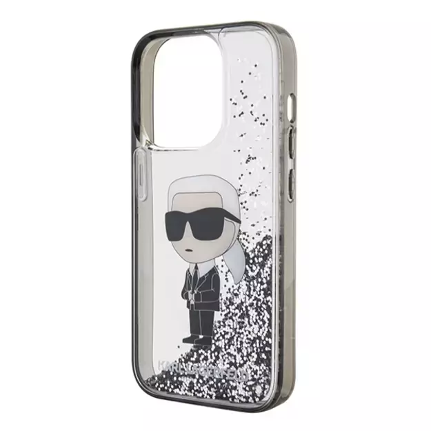Karl Lagerfeld Liquid Glitter Ikonik case for iPhone 15 Pro Max - transparent 12