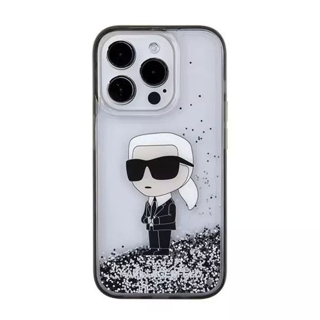 Karl Lagerfeld Liquid Glitter Ikonik case for iPhone 15 Pro Max - transparent 9