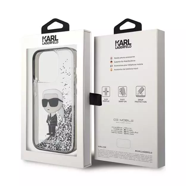 Karl Lagerfeld Liquid Glitter Ikonik case for iPhone 15 Pro Max - transparent 14