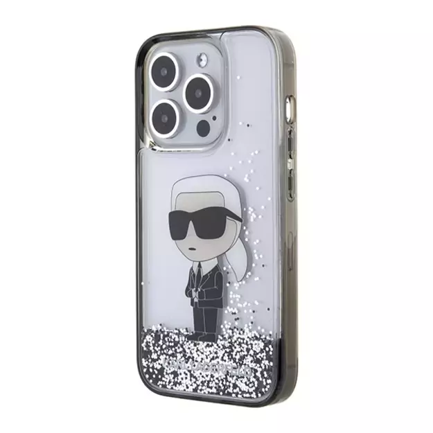 Karl Lagerfeld Liquid Glitter Ikonik case for iPhone 15 Pro Max - transparent 8
