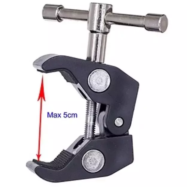 Clamping bracket for mounting accessories with 1/4 and 3/8 inch screw 5