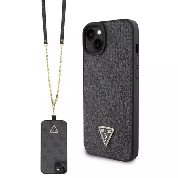 Guess GUHCP15SP4TDSCPK iPhone 15 6.1&quot  black/black hardcase Crossbody 4G Metal Logo