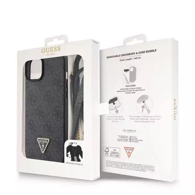 Guess GUHCP15SP4TDSCPK iPhone 15 6.1&quot  black/black hardcase Crossbody 4G Metal Logo 8