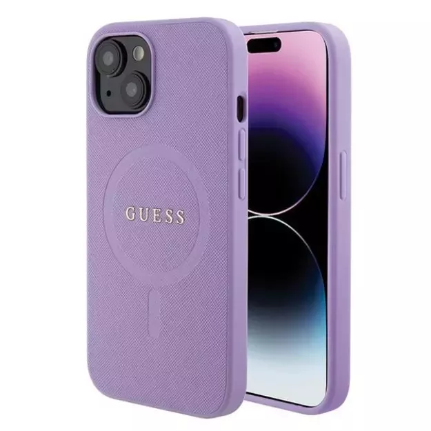 Guess GUHMP15SPSAHMCU iPhone 15 6.1&quot  purple/purple hardcase Saffiano MagSafe