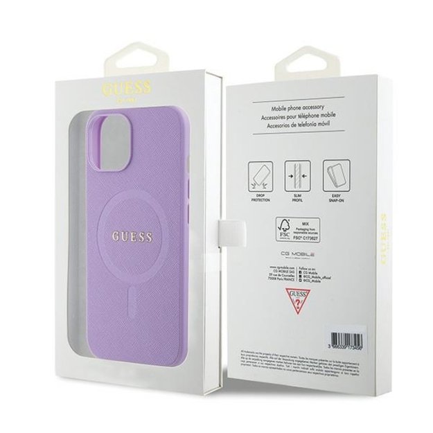 Guess GUHMP15SPSAHMCU iPhone 15 6.1&quot  purple/purple hardcase Saffiano MagSafe 1