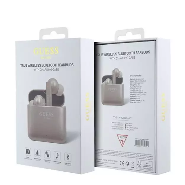 Guess GUTWSSU20ALEGP TWS Bluetooth Earphones + Dock Rose Gold/Rose Gold Printed Logo 4