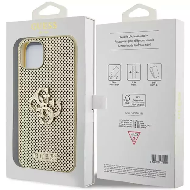 Guess Perforated 4G Glitter case for iPhone 15 - gold 10