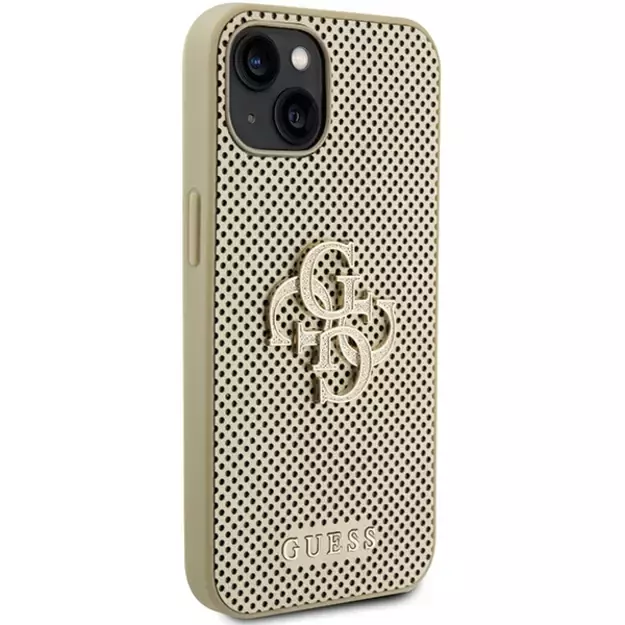 Guess Perforated 4G Glitter case for iPhone 15 - gold 6