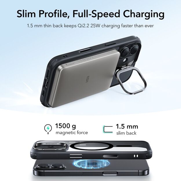 ESR Classic Hybrid Kickstand MagSafe Case for iPhone 17 - Clear Black 2