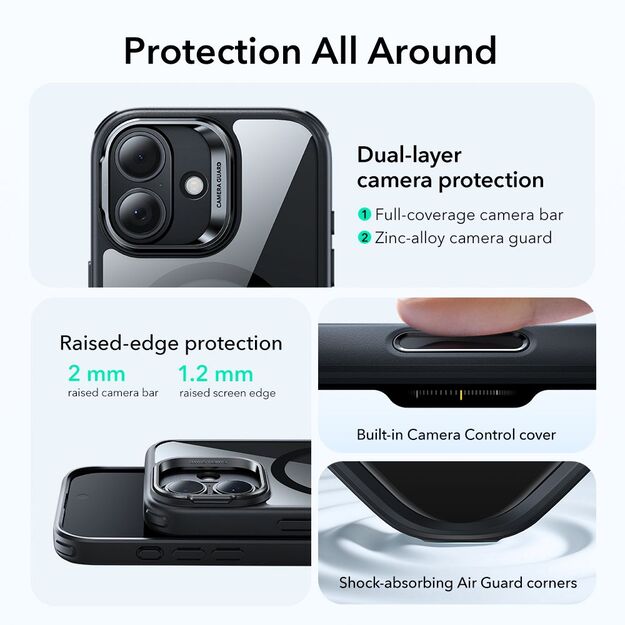 ESR Classic Hybrid Kickstand MagSafe Case for iPhone 17 - Clear Black 3