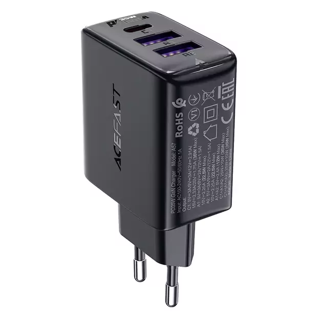 Acefast A57 PD 35W GaN charger 2 x USB-A + USB-C with 3 ports - black 2