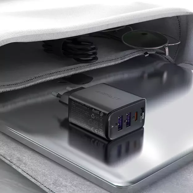 Acefast A57 PD 35W GaN charger 2 x USB-A + USB-C with 3 ports - black 5