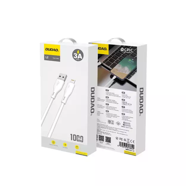 Dudao USB / Lightning 3A 1m white cable (L2L 1m white) 4