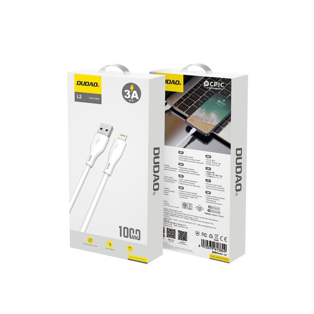 Dudao USB / Lightning 3A 1m white cable (L2L 1m white) 4