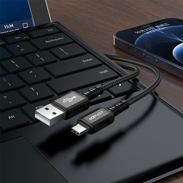 Acefast USB cable - USB Type C 1.2m, 3A black (C1-04 black) 10