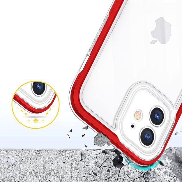 Clear 3in1 case for iPhone 12 frame gel cover red 11