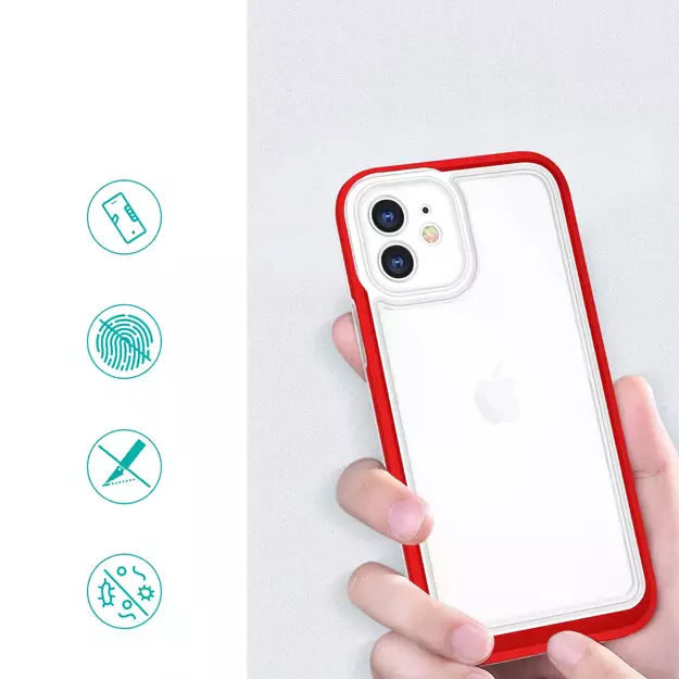 Clear 3in1 case for iPhone 12 frame gel cover red 1