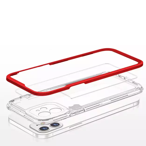 Clear 3in1 case for iPhone 12 frame gel cover red 4
