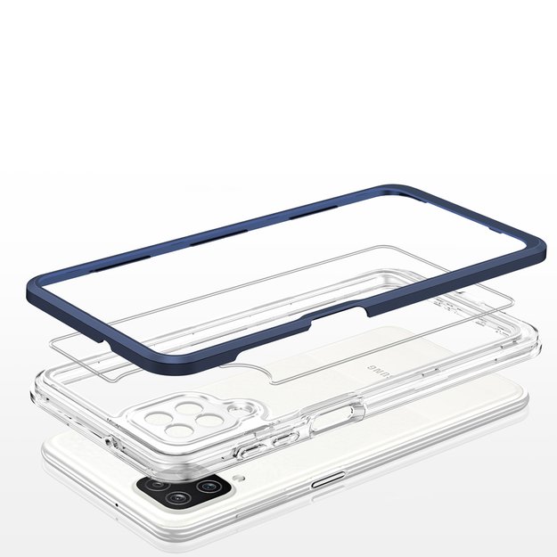 Clear 3in1 Case for Samsung Galaxy A22 4G Frame Gel Cover Blue 10