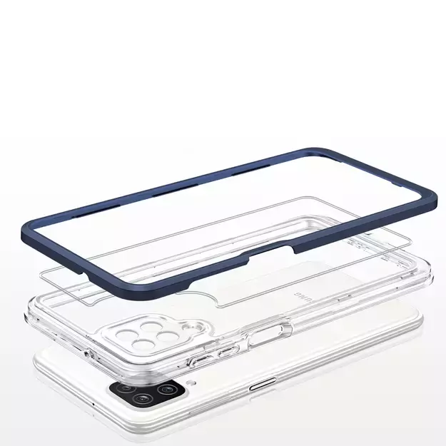 Clear 3in1 Case for Samsung Galaxy A22 4G Frame Gel Cover Blue 4