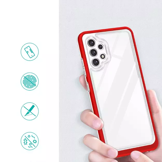 Clear 3in1 Case for Samsung Galaxy A72 4G Frame Gel Cover Red 1