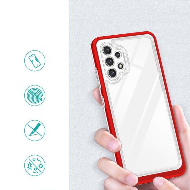 Clear 3in1 Case for Samsung Galaxy A72 4G Frame Gel Cover Red 6