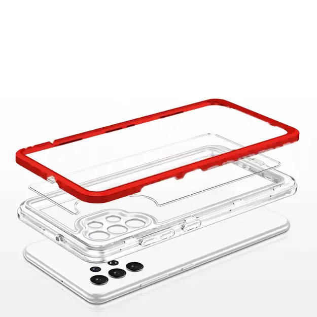 Clear 3in1 Case for Samsung Galaxy A72 4G Frame Gel Cover Red 4