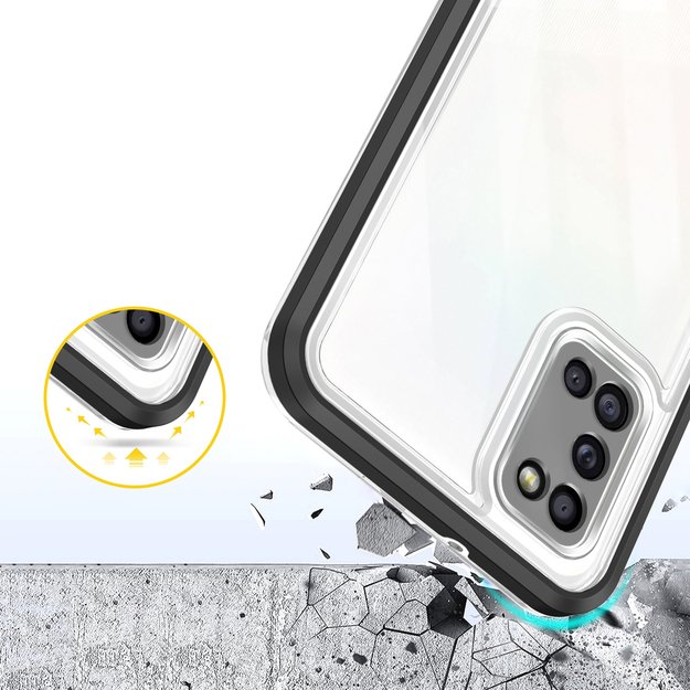 Clear 3in1 case for Samsung Galaxy A03s (166) frame gel cover black 11