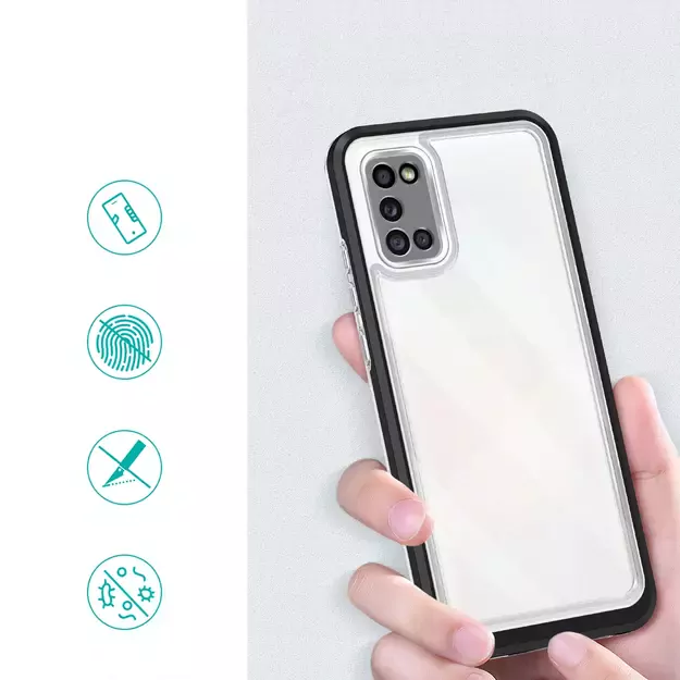 Clear 3in1 case for Samsung Galaxy A03s (166) frame gel cover black 1