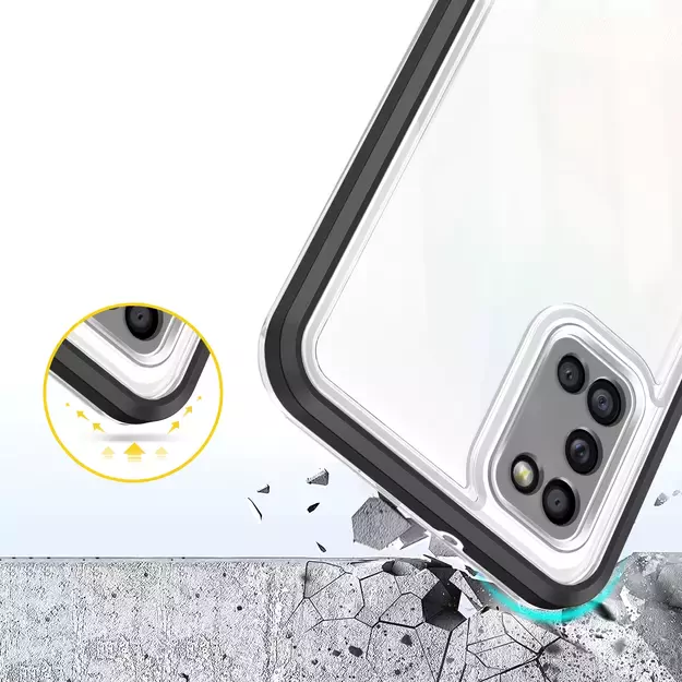 Clear 3in1 case for Samsung Galaxy A03s (166) frame gel cover black 5