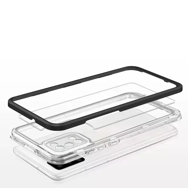 Clear 3in1 case for Samsung Galaxy A03s (166) frame gel cover black 4