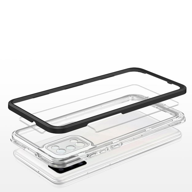 Clear 3in1 case for Samsung Galaxy A03s (166) frame gel cover black 10