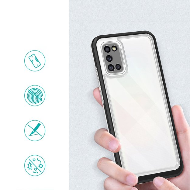 Clear 3in1 case for Samsung Galaxy A03s (166) frame gel cover black 6