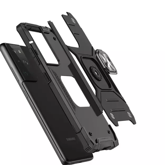 Wozinsky Ring Armor tough hybrid case cover + magnetic holder for Samsung Galaxy S22 Ultra silver 2