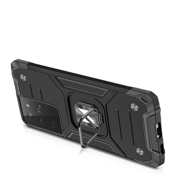 Wozinsky Ring Armor tough hybrid case cover + magnetic holder for Samsung Galaxy S22 Ultra silver 10