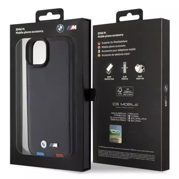 BMW BMHCP15M22PTDK iPhone 15 Plus 6.7&quot  black/black Leather Stamp Tricolor 7