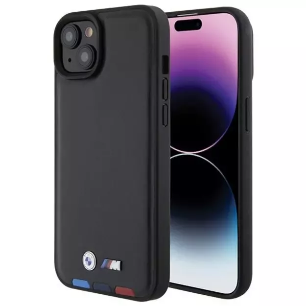BMW BMHCP15M22PTDK iPhone 15 Plus 6.7&quot  black/black Leather Stamp Tricolor