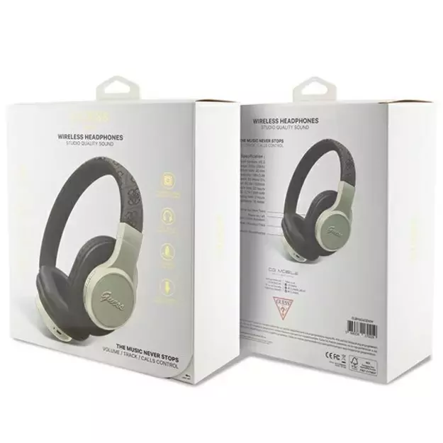 Guess Bluetooth on-ear headphones GUBH604GEMW brown/brown 4G Script 7