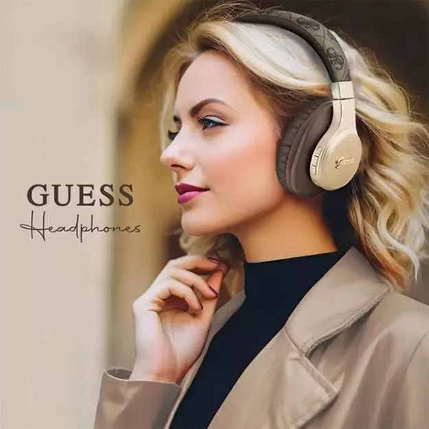 Guess Bluetooth on-ear headphones GUBH604GEMW brown/brown 4G Script 8