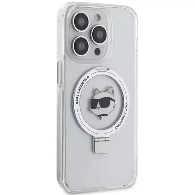 Karl Lagerfeld KLHMP15LHMRSCHH iPhone 15 Pro 6.1&quot  white/white hardcase Ring Stand Choupette Head MagSafe 10