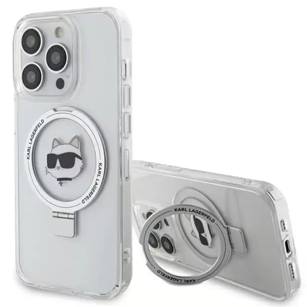 Karl Lagerfeld KLHMP15LHMRSCHH iPhone 15 Pro 6.1&quot  white/white hardcase Ring Stand Choupette Head MagSafe
