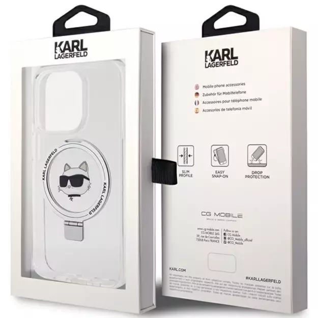 Karl Lagerfeld KLHMP15LHMRSCHH iPhone 15 Pro 6.1&quot  white/white hardcase Ring Stand Choupette Head MagSafe 14