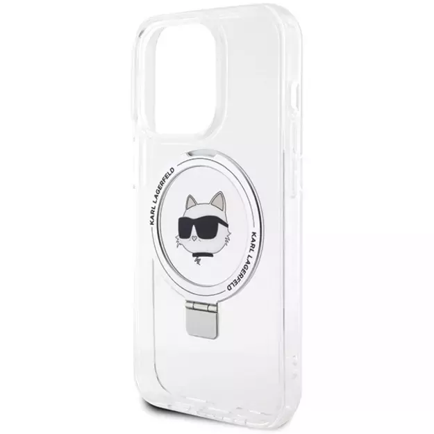 Karl Lagerfeld KLHMP15LHMRSCHH iPhone 15 Pro 6.1&quot  white/white hardcase Ring Stand Choupette Head MagSafe 12