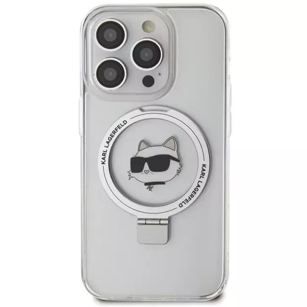 Karl Lagerfeld KLHMP15LHMRSCHH iPhone 15 Pro 6.1&quot  white/white hardcase Ring Stand Choupette Head MagSafe 9